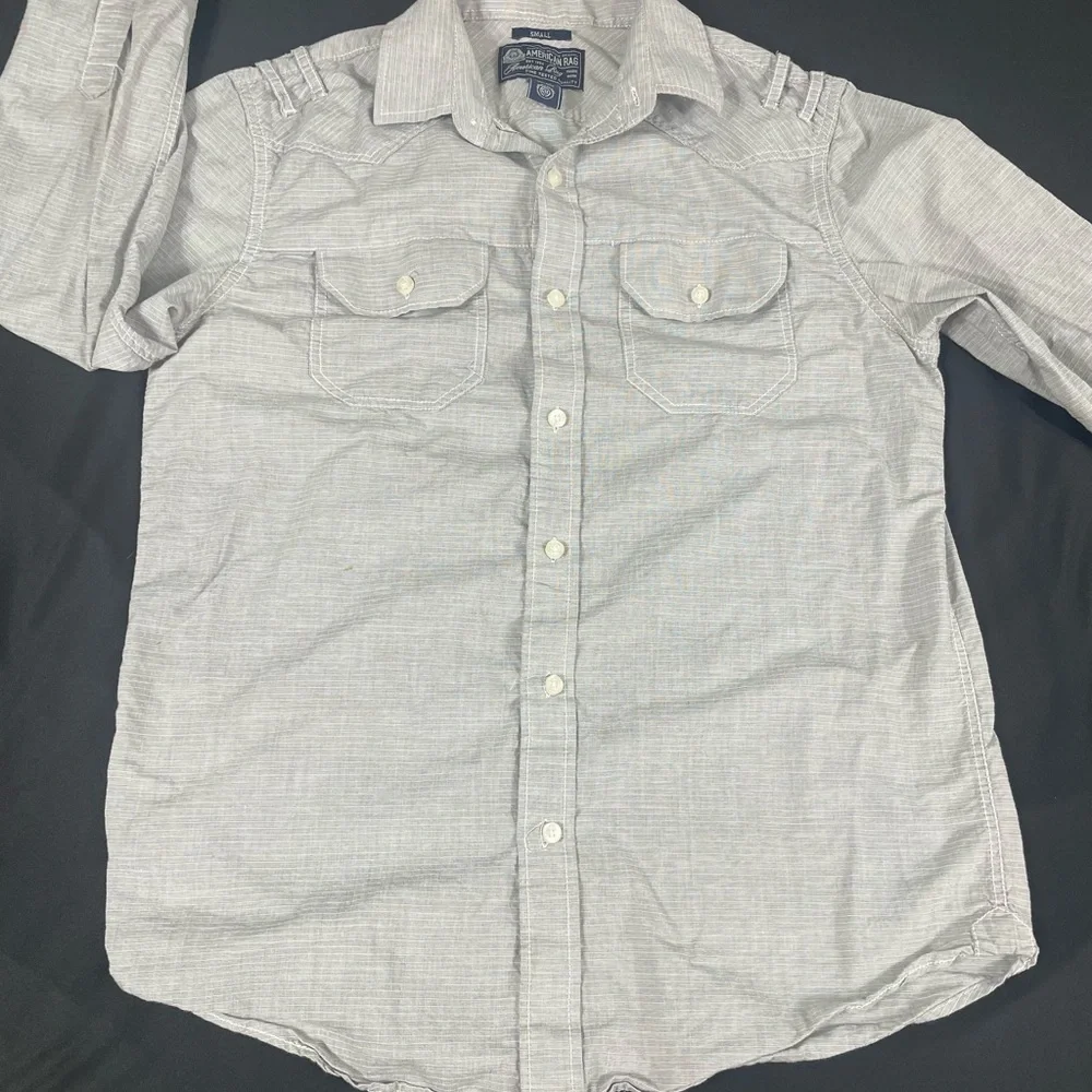 Américan Rag Cie Women Gray Striped Long Sleeve Button Up Shirt Size S - Picture 2 of 11